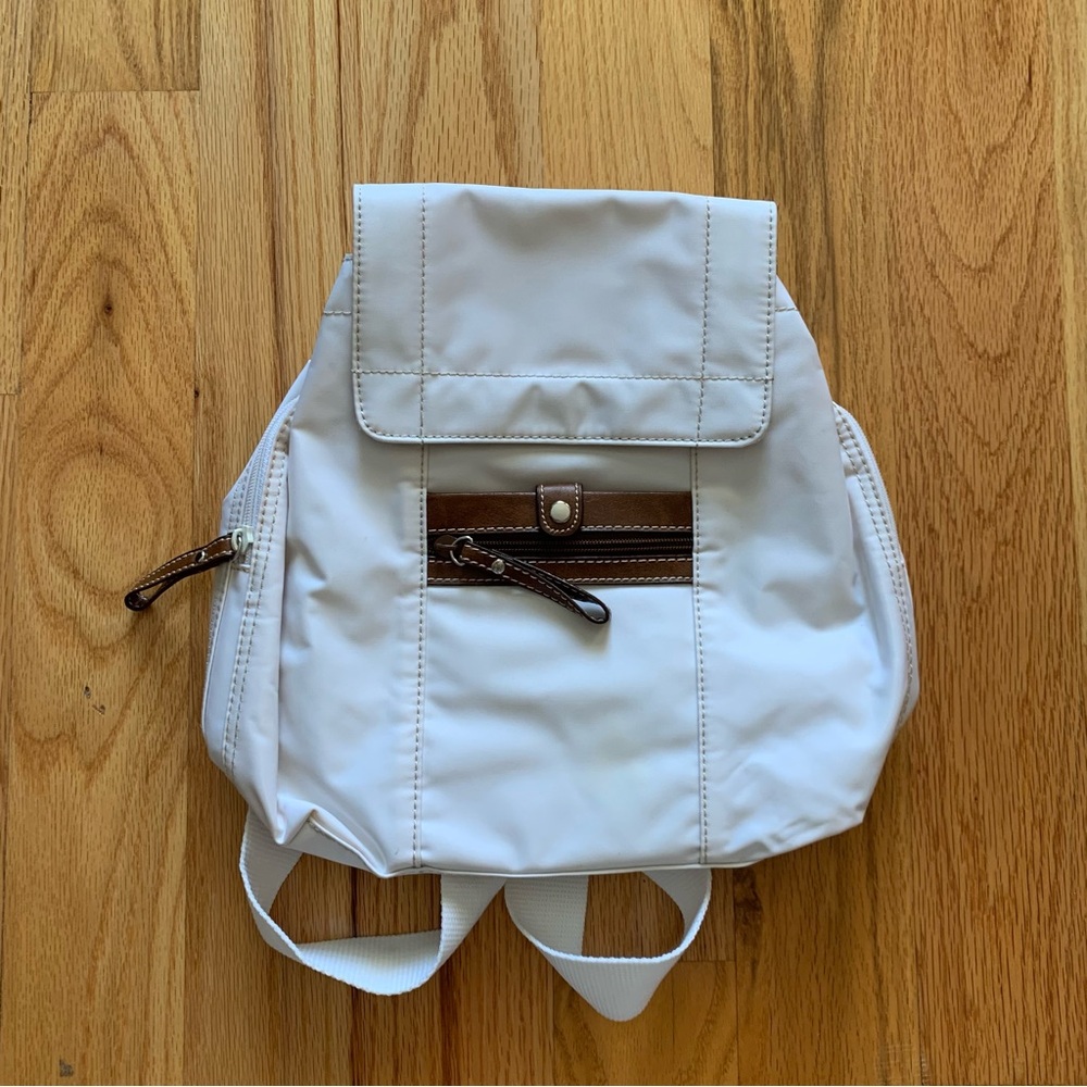Nine West White and Brown Women's Mini Flap Over Backpack